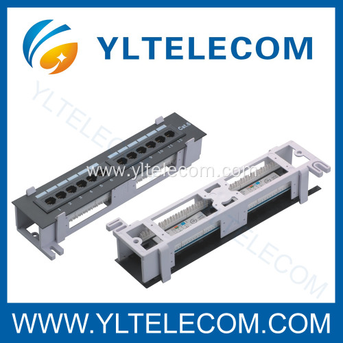 1U 10inch 12port Patch Panel with Frame Cat5e and Cat6 type